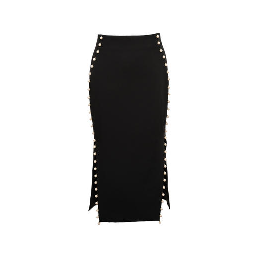 AtelierMissLu / Elma-黑色珍珠开衩半身裙 商品图4