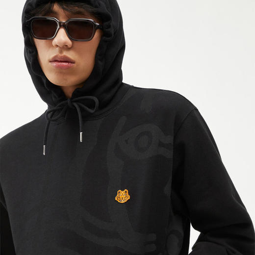 KENZO 高田贤三 男士棉质logo印花小虎头刺绣抽绳连帽卫衣 黑色 FB65 SW305 4MO 99 商品图1