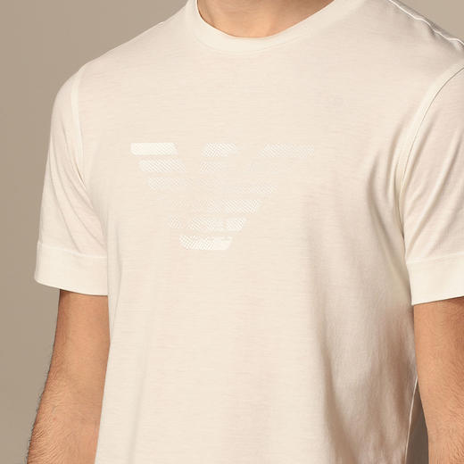 ARMANI 阿玛尼 男士棉质徽标圆领短袖T恤 白色 3K1TE6 1JSHZ 0101 商品图2