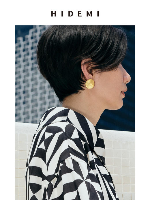 HIDEMI简约设计感圆形耳环 金色/银色 商品图4