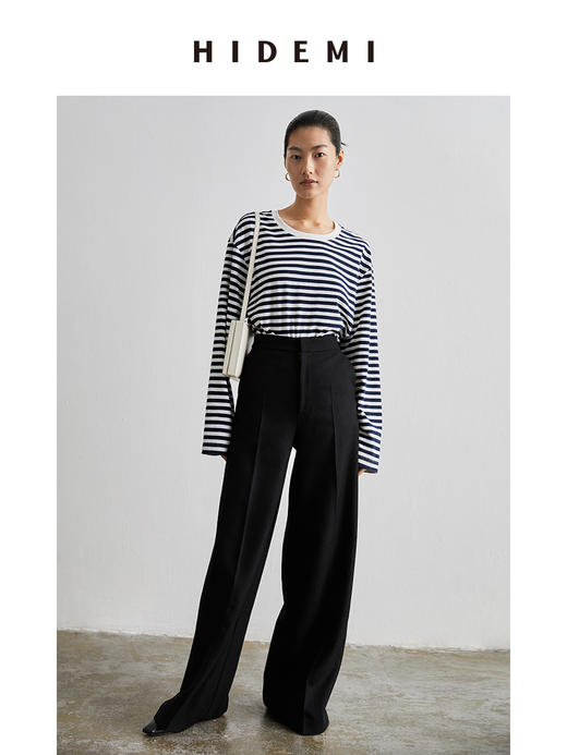HIDEMI基础经典款有机棉宽松T恤 条纹/黑色/白色 商品图5