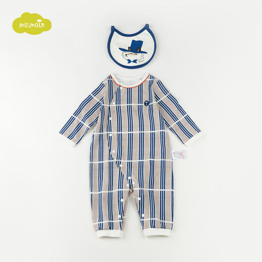 【尺码偏小请拍大一码】moimoln小云朵童装2021秋装新品男女宝纯棉连体衣新生儿舒适爬服LQF1NZUU12 商品图0