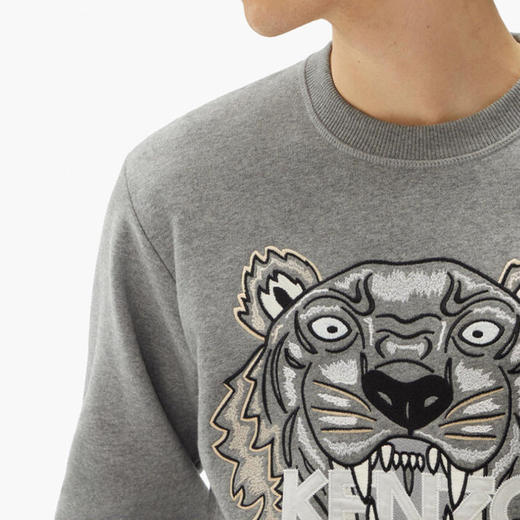 【一】KENZO 高田贤三 男士棉质圆领虎头刺绣运动卫衣 灰色 FB65 SW123 4XA 95 商品图2