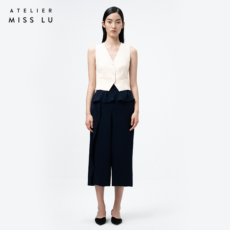 AtelierMissLu—米白收腰造型小马甲/00152