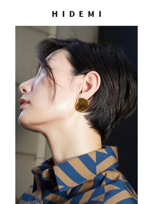 HIDEMI简约设计感圆形耳环 金色/银色 商品图0
