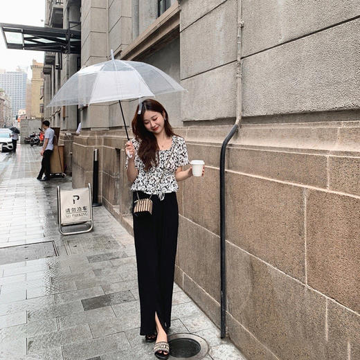 【金蘑菇菇 瘦瘦开叉裤】高腰垂感质感休闲裤小个子显腿长 商品图3