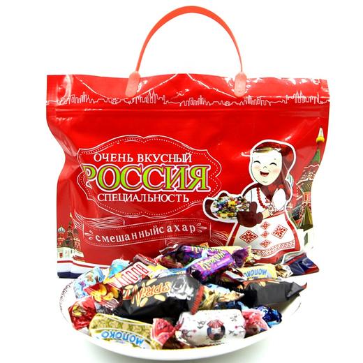 【中欧班列精选】俄罗斯手拎兜精品混合糖  俄罗斯进口老奶奶手拎兜紫皮糖酱皮糖夹心糖巧克力混合糖  500g/袋 商品图2