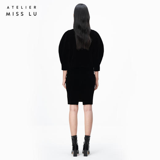 AtelierMissLu /Lluvia-墨黑丝绒装饰短外套 商品图3