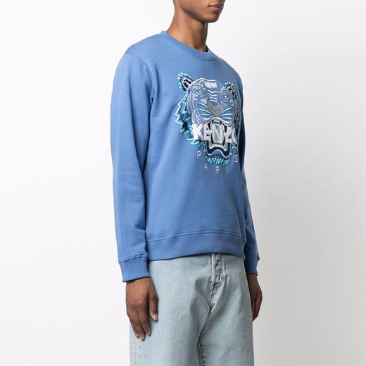KENZO 高田贤三 男士棉质虎头刺绣运动卫衣 蓝色 FB65 SW123 4XA 72 商品图1