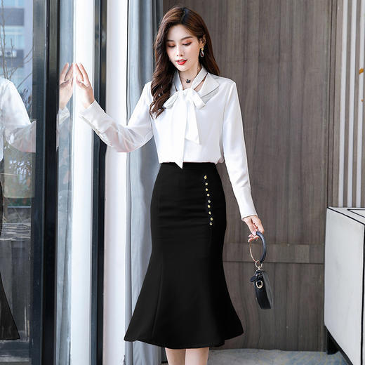 HRFS-WH202689新款时尚气质衬衫搭配半身裙职业两件套 商品图0