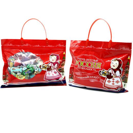 【中欧班列精选】俄罗斯手拎兜精品混合糖  俄罗斯进口老奶奶手拎兜紫皮糖酱皮糖夹心糖巧克力混合糖  500g/袋 商品图1