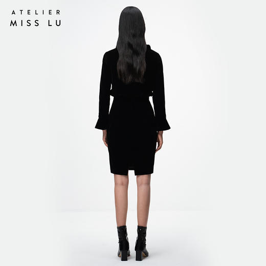 AtelierMissLu /Celestina -墨黑丝绒荷叶领短外套 商品图3