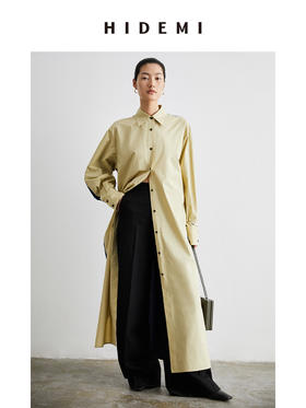 HIDEMI撞色拼接廓形长款衬衫