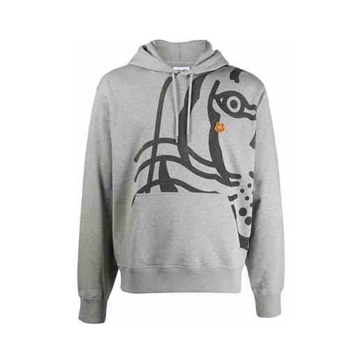 KENZO 高田贤三 男士棉质logo印花小虎头刺绣抽绳连帽卫衣 灰色 FB65 SW305 4MO 94 商品图0