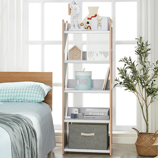 2平米儿童书架书柜 魔法收纳柜 多层落地书柜卧室置物架（含收纳盒） 白色 0.6米宽 商品图3