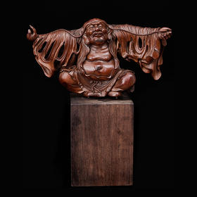 W长眉罗汉竹雕36.5x35cm ZYXD