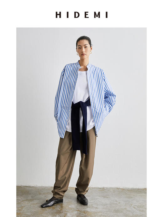 HIDEMI基础经典款有机棉宽松T恤 条纹/黑色/白色 商品图9