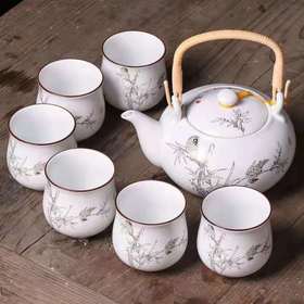陶瓷提梁壶茶壶大号大容量套装家用客厅茶杯中式中国风功夫茶具