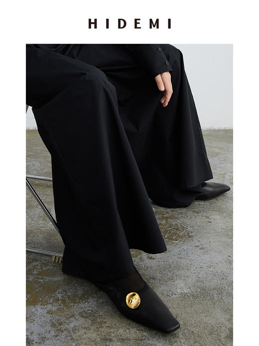 HIDEMI波纹金属扣小羊皮平底鞋 商品图11