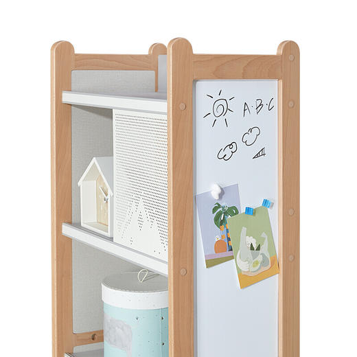 2平米儿童书架书柜 魔法收纳柜 多层落地书柜卧室置物架（含收纳盒） 白色 0.6米宽 商品图4