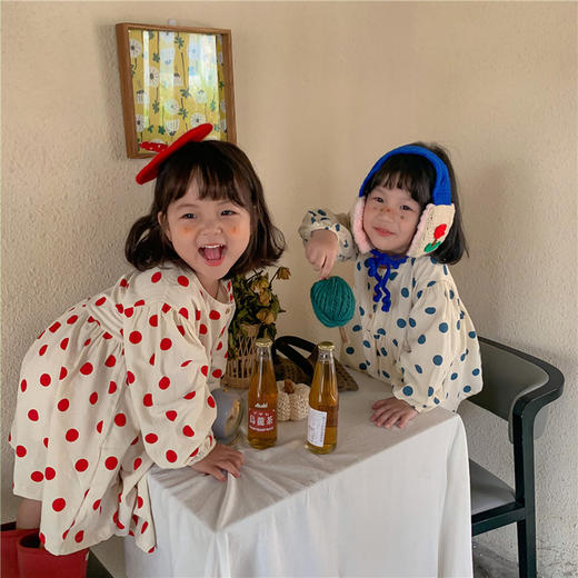 【母婴】新款连衣裙女童时尚韩版波点裙长袖可爱圆点裙子 商品图1