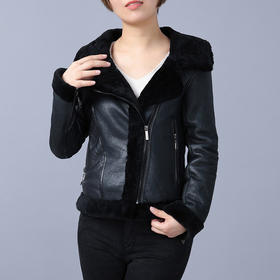 【服饰鞋包】新款整皮皮毛一体女士外套机车服真羊皮羊毛皮草外套短款厚实