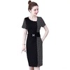 TZW-女夏大码女装胖mm遮肚收腰显瘦黑色条纹拼接连衣裙 商品缩略图8
