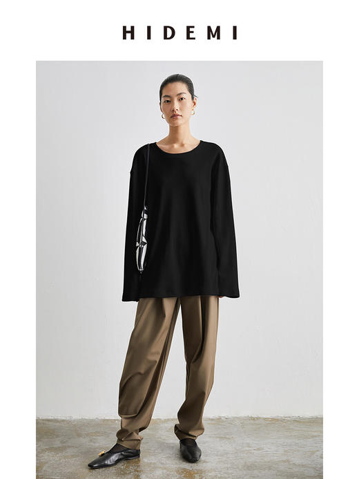 HIDEMI基础经典款有机棉宽松T恤 条纹/黑色/白色 商品图10