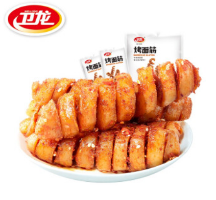 卫龙辣条 烤面筋 休闲零食 办公室零食 烧烤味烤面筋150g/袋 素食面筋卷