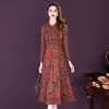 AHM-fyg8647新款复古优雅气质修身立领长袖中长款印花连衣裙 商品缩略图2