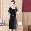 TZW-女夏大码女装胖mm遮肚收腰显瘦黑色条纹拼接连衣裙 商品缩略图5