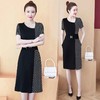 TZW-女夏大码女装胖mm遮肚收腰显瘦黑色条纹拼接连衣裙 商品缩略图2