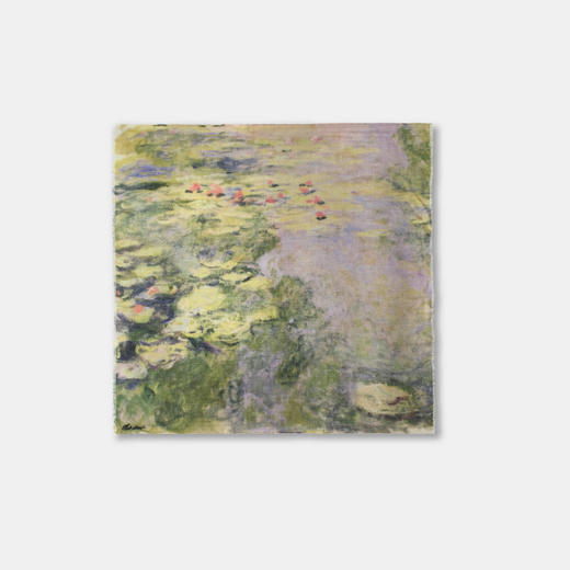 醍醐莫奈池塘睡莲牦牛绒围巾印象派油画轻奢薄款防晒牦牛绒方巾 商品图5