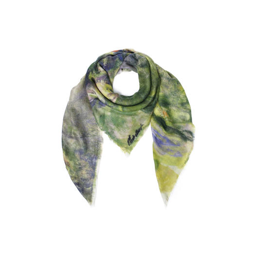 醍醐莫奈池塘睡莲牦牛绒围巾印象派油画轻奢薄款防晒牦牛绒方巾 商品图6