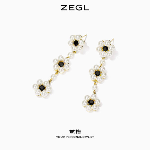 ZEGL设计师The Crown巴洛克花朵耳环女法式复古耳钉925银针耳饰品 商品图3