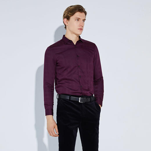 GOOD LUCK德鲨暗纹提花长袖衬衫L291136 商品图6