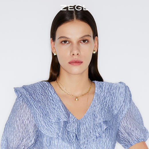 ZEGL设计师童趣熊系列人造珍珠小熊耳钉女夏小众耳环925银针耳饰 商品图2