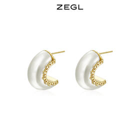 ZEGL设计师The Crown简约气质耳钉女夏高级感耳环925银针小众耳饰