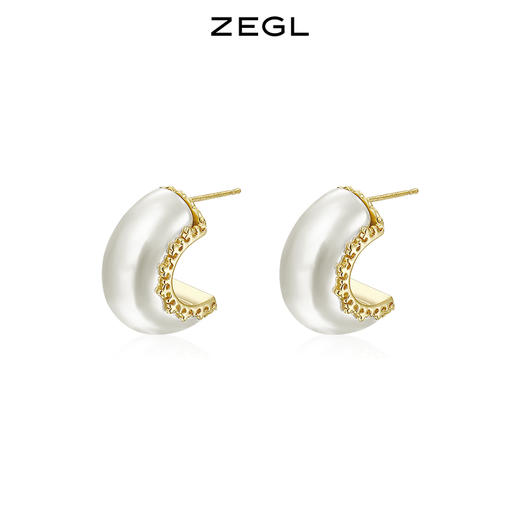 ZEGL设计师The Crown简约气质耳钉女夏高级感耳环925银针小众耳饰 商品图0