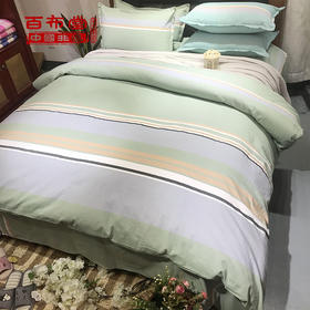 （乡村振兴商品）百布堂纯棉四件套A4版（绿条纹）