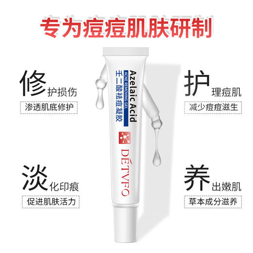 【德德维芙 抗痘修护 拍二发三 拍三发五！！！】15%壬二酸凝胶质润祛痘膏祛黑头去痘印修复凹洞痘坑神器除青春痘 商品图3