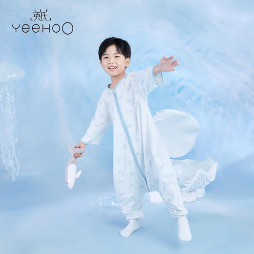 英氏-寝具类（夏）E1鲸速干分腿睡袋海洋蓝L 商品图0