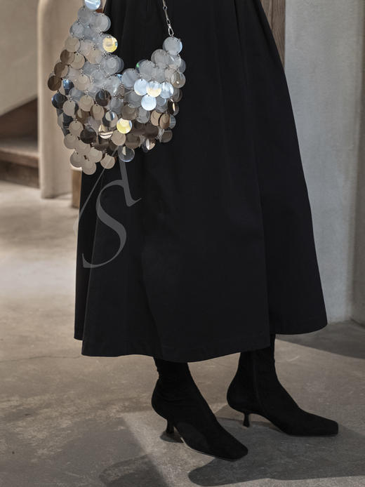 By Far  黑色/棕木色Audrey弹性绒面小羊皮细跟短靴 商品图3