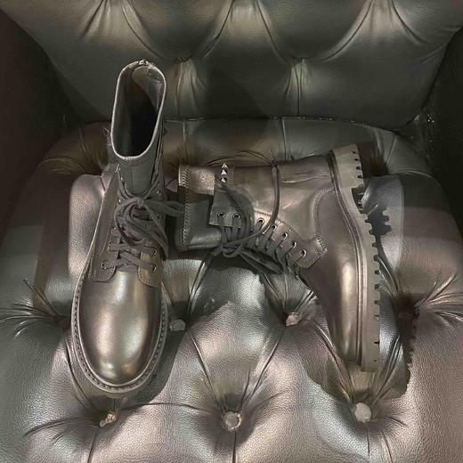 LFGJ 3009 中筒真皮马丁靴女英伦风百搭新款炸街厚底系后拉链带机车工装靴 商品图4