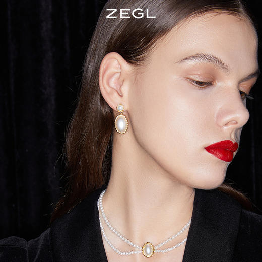 ZEGL设计师The Crown人造珍珠耳环女2023年新款耳钉925银针耳饰品 商品图1
