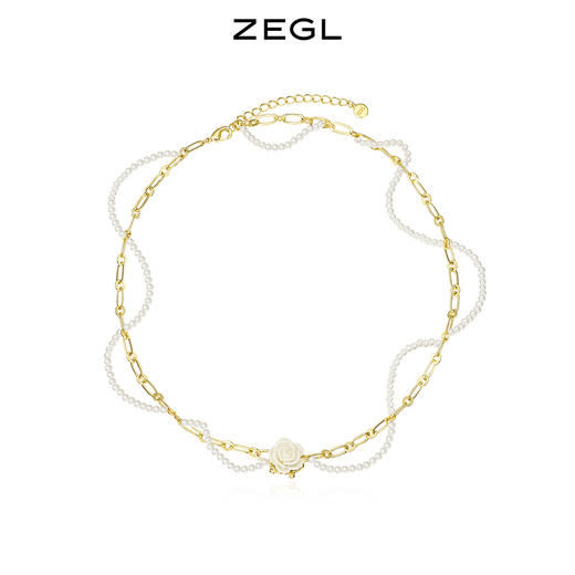 ZEGL设计师白月光与白玫瑰项链女夏小众设计感花朵吊坠锁骨链饰品 商品图0