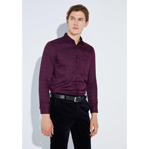 GOOD LUCK德鲨暗纹提花长袖衬衫L291136 商品图7