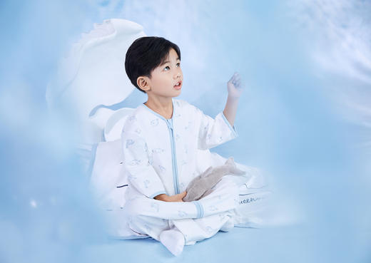 英氏-寝具类（夏）E1鲸速干分腿睡袋海洋蓝L 商品图1