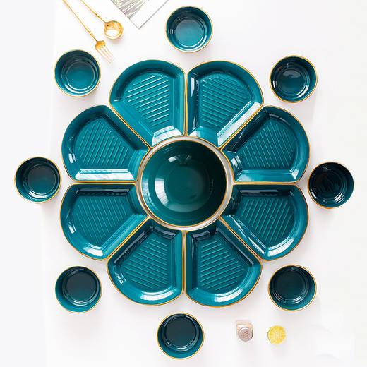 北欧轻奢陶瓷套装家用碗盘碟高颜值送礼酒店适用菜盘拼盘陶瓷餐具 商品图5