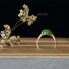 18K玫瑰金和田玉（碧玉）戒指--节节高 /小蛋面7*9mm/苹果绿（戒圈请备注留言） 商品缩略图1